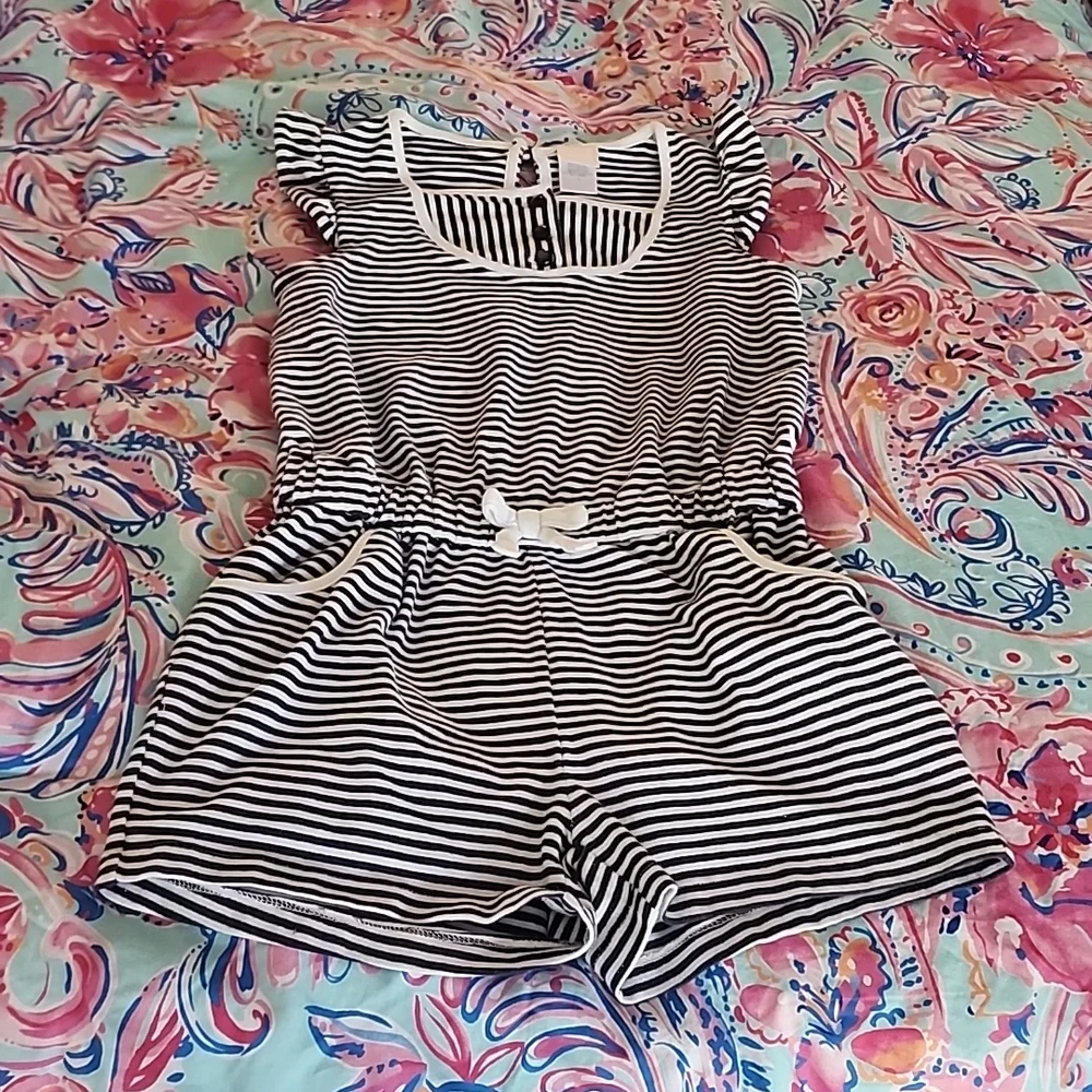 Janie and Jack 5 Romper Navy Stripe Resort Play - Picture 6 of 8